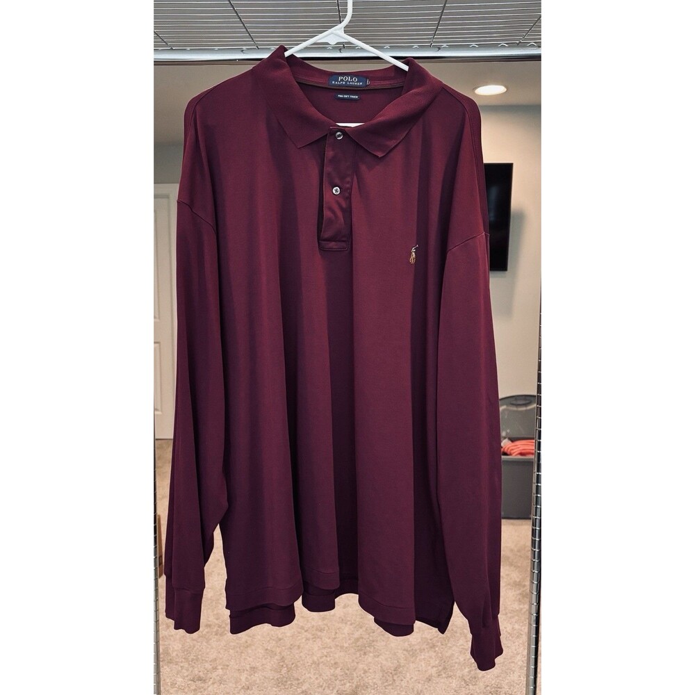 Polo Ralph Lauren Shirt Men’s Burgundy Pima Soft Touch L/S Polo Size XXL SEE Pic